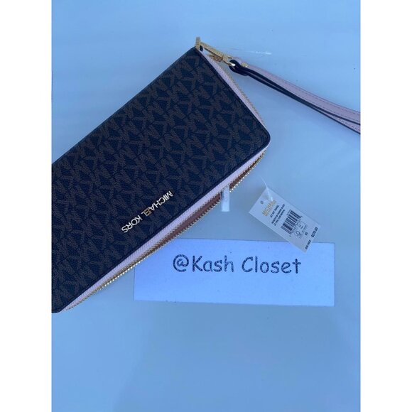 Michael Kors continental wristlet travel large wallet MK logo powder blush brown - Picture 8 of 8
